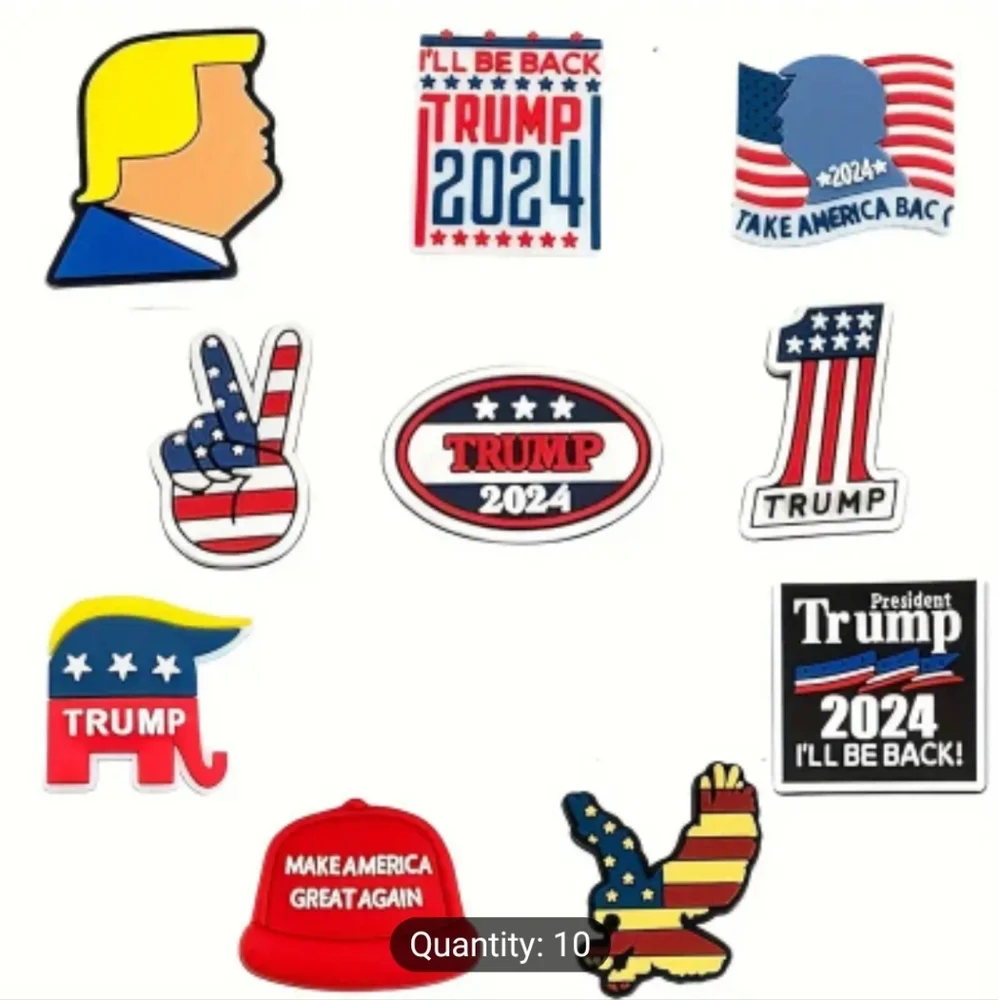 NWT! Trump 2024 Take America Back Croc Charms 10pcs NEW - Picture 2 of 6